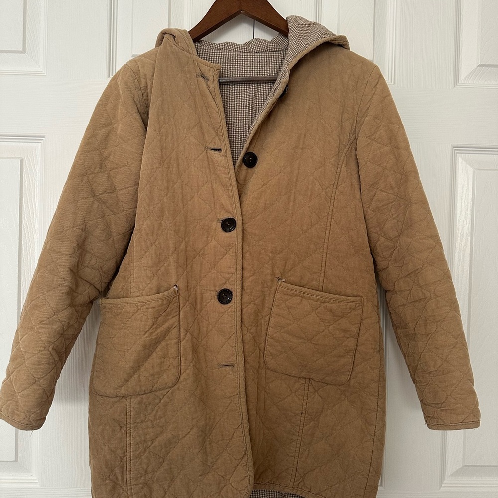 Japanese Quilted Tan Hooded Jacket